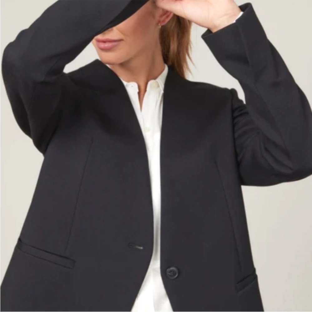 Spanx Perfect Oversized Collarless Blazer Classic Black Size 1X one button - Picture 4 of 12